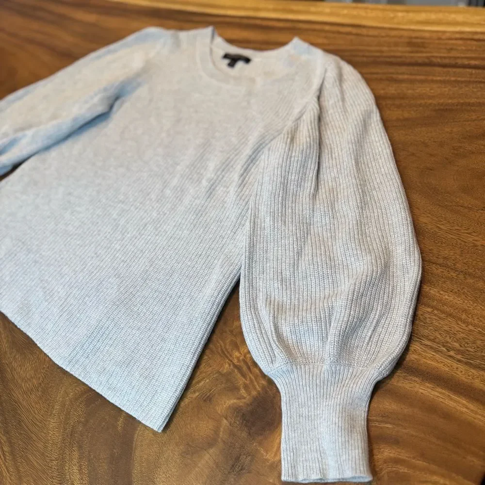 BANANA REPUBLIC Gray Knit Balloon Sleeve Sweater, Size Small